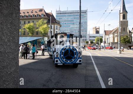 Trams and buses, Bern, Switzerland, 08/09/2019, Capital city of Switzerland. City trams, Trolly Busses and Bendy Busses, public transport Stock Photo