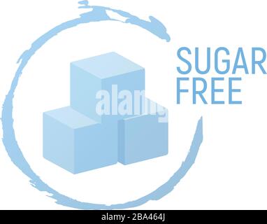 Sugar Free. Allergen food, GMO free products icon and logo. Intolerance and allergy food. Concept cartoon vector illustration and isolated art. Stock Vector