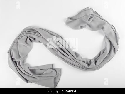 Grey textured shawl isolated on a white background Stock Photo