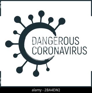 Epidemic coronavirus font label, concept vector illustration, isolated on white. Quotation social distancing banner, design public logo, stay home, an Stock Vector