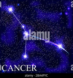 Cancer Zodiac Sign with Beautiful Bright Stars on the Background of Cosmic Sky Vector Illustration EPS10 Stock Vector