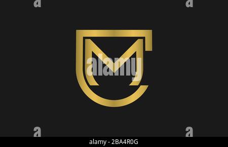 Letter MC, CM monogram and shield sign combination. Line art logo design. Symbolizes reliability, safety, power, security. Stock Vector