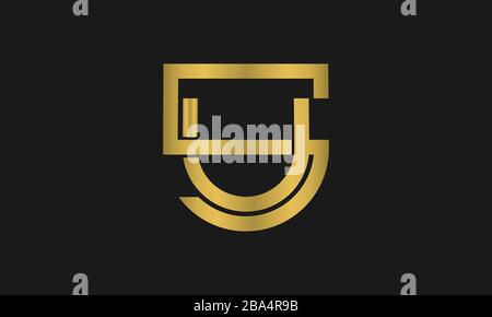 Letter US, SU monogram and shield sign combination. Line art logo design. Symbolizes reliability, safety, power, security. Stock Vector