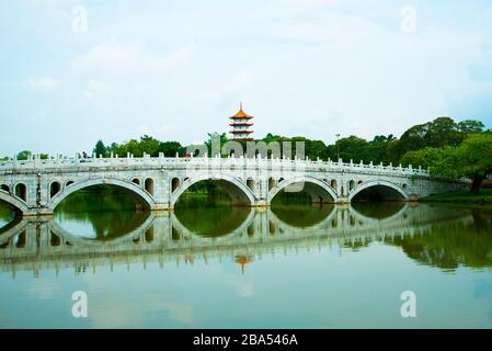 Stone Bridge in Japanese Garden - Singapore Stock Photo