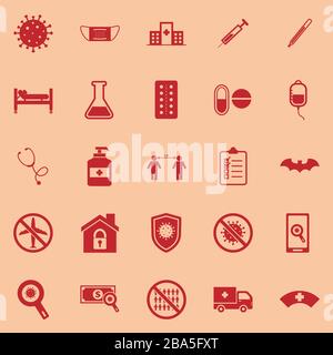 Coronavirus color icons on orange background, stock vector Stock Vector