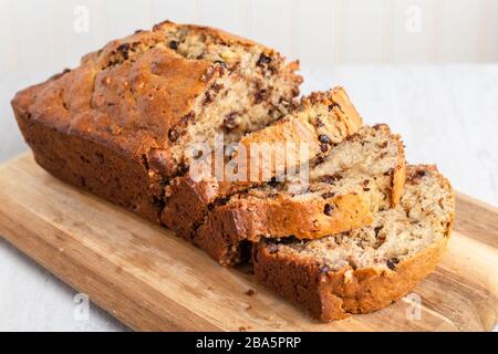Freshly baked banana bread loaf Stock Photo