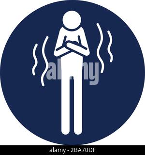 profile human with fever block silhouette style icon Stock Vector