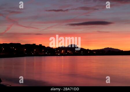 Sunset in Denia from the port Stock Photo