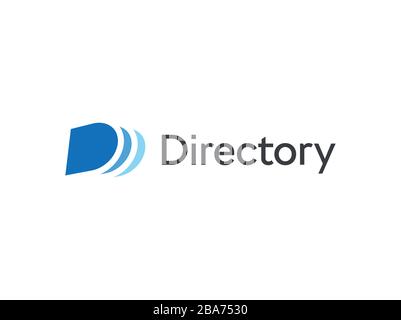 Abstract directory icon, blue cover and pages silhouette logo template, flat abstract emblem. Concept logotype design for networking, data bases Stock Vector