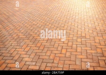 Red, gorgeous, rectangular ceramic clinker tile for patio or sidewalk Stock Photo