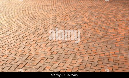 Red, gorgeous, rectangular ceramic clinker tile for patio or sidewalk Stock Photo