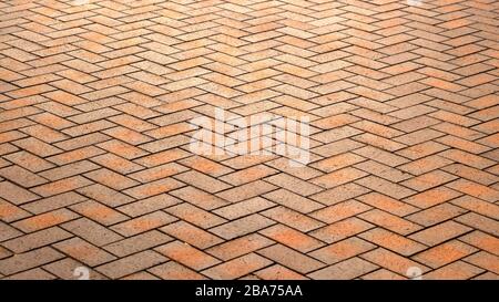 Red, gorgeous, rectangular ceramic clinker tile for patio or sidewalk Stock Photo