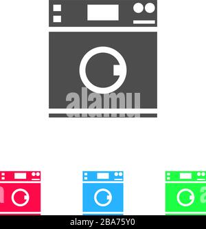 Washing machine icon flat. Color pictogram on white background. Vector illustration symbol and bonus icons Stock Vector