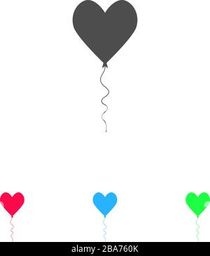 Heart balloon icon flat. Color pictogram on white background. Vector illustration symbol and bonus icons Stock Vector