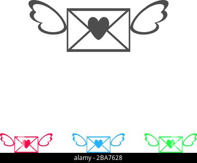 Love letter icon flat. Color pictogram on white background. Vector illustration symbol and bonus icons Stock Vector