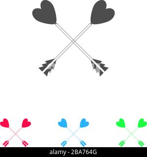 Arrow with heart icon flat. Color pictogram on white background. Vector illustration symbol and bonus icons Stock Vector