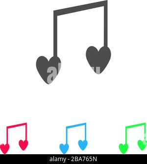 I love music icon flat. Color pictogram on white background. Vector illustration symbol and bonus icons Stock Vector