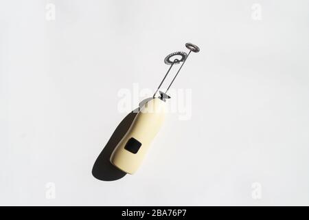 Battery cappuccino machine or milk frother for making coffee at home Stock Photo