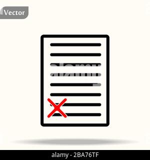 Text or file delete icon in simple outline design. EPS10 vector illustration. Stock Vector