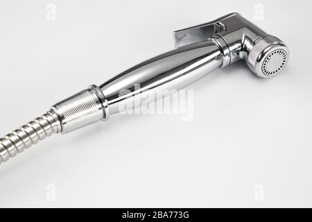 Shower hose isolated on white background. Stock Photo