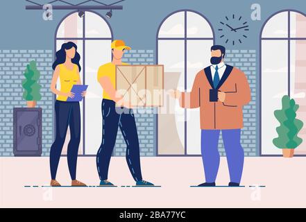 Courier Team and Main Warehouse Manager in Hall Stock Vector