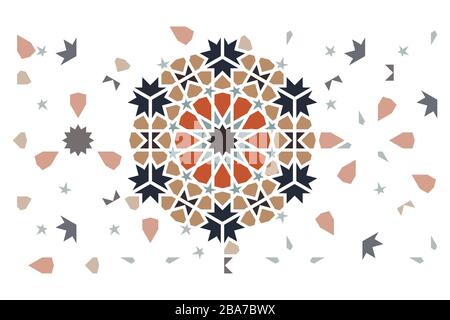 Hexagonal geometric decor with random tile edges Stock Vector