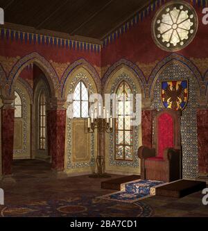 Medieval room of throne Stock Photo