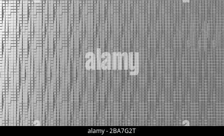 Abstract Glossy Silver Cubes Cubes Wave Pattern Background. 3D rendering. Stock Photo