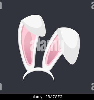 Easter bunny ears isolated. Cartoon cute rabbit Headband for poster, banner or invitation cards. Vector illustration Stock Vector