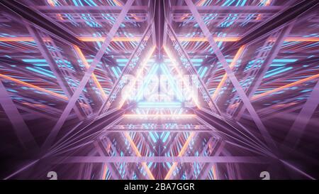 Cool illustration of triangular shapes with glowing neon laser lights - great for backgrounds Stock Photo
