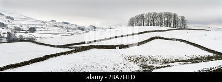 Mid-winter snow around Hawes and Hardraw in upper Wensleydale, The Yorkshire Dales national Park, UK. Stock Photo