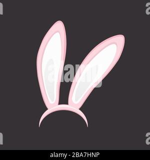 Easter bunny ears isolated. Cartoon cute rabbit Headband for poster, banner or invitation cards. Vector illustration Stock Vector