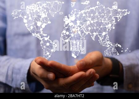 A  Big data visualization. Network connection structure network Stock Photo