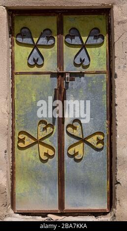 An old doorway in the North of Oman in the Middle East. Stock Photo