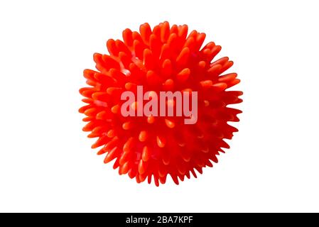 Coronovirus model, abstract model of a plastic massage ball isolated on white background Stock Photo
