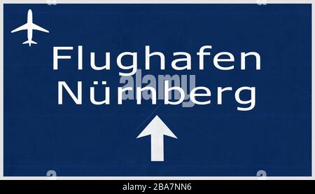 Nurnberg Germany Airport Highway Sign 2D Illustration Stock Photo