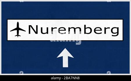Nurnberg Germany Airport Highway Sign 2D Illustration Stock Photo