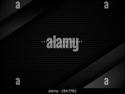 Abstract 3D black metallic stripe geometric diagonal on dark background and texture with space for your text. Vector illustration Stock Vector