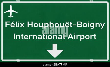 Abidjan Ivory Coast Airport Highway Sign 2D Illustration Stock Photo