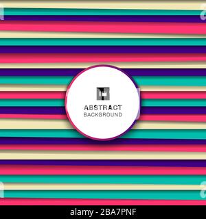 Abstract colorful striped horizontal line seamless pattern with shadow. Vector illustration Stock Vector
