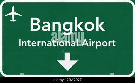 Bangkok Thailand Airport Highway Sign 2D Illustration Stock Photo