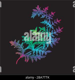 Color neon gradient fern illustration. Ancient plant. Stock Vector