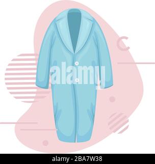 Flat vector woolen women's coat oversize. Women's clothing. Stock Vector