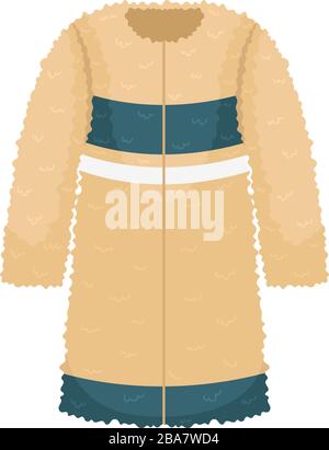 Flat vector women's faux fur coat. Women's clothing. Stock Vector