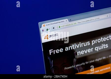 Ryazan, Russia - April 16, 2018 - Homepage of Avast antivirus on the display of PC Stock Photo