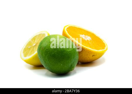 Lemon lime orange isolated on white background Stock Photo