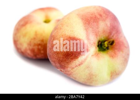Flat peach isolated on white background Stock Photo