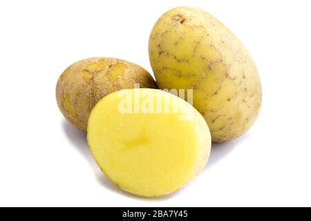 Raw potatoes isolated on white background Stock Photo