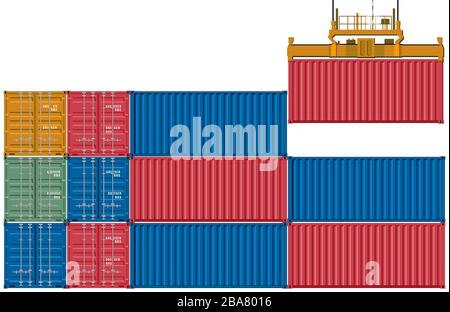 Container loading with container crane Stock Vector