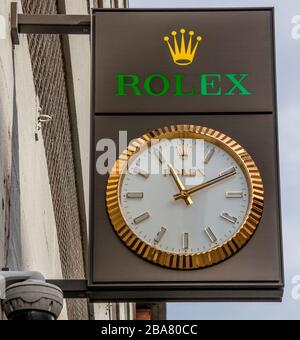 Aarhus, Denmark - 24 March 2020: The logo of the Rolex building in Aarhus. Stock Photo